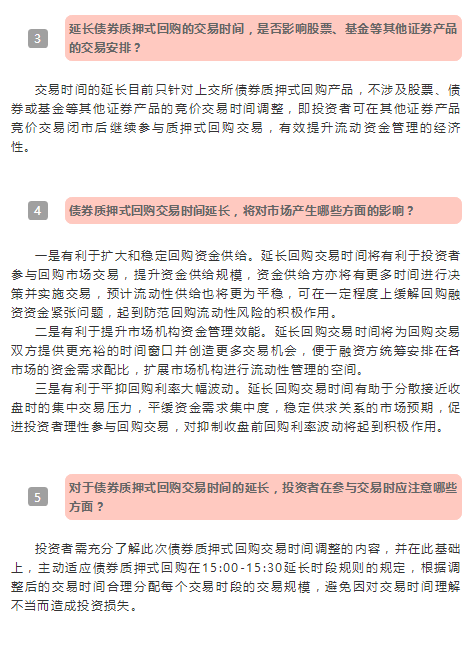 关于上交所债券质押式回购交易时间调整的投资者问答